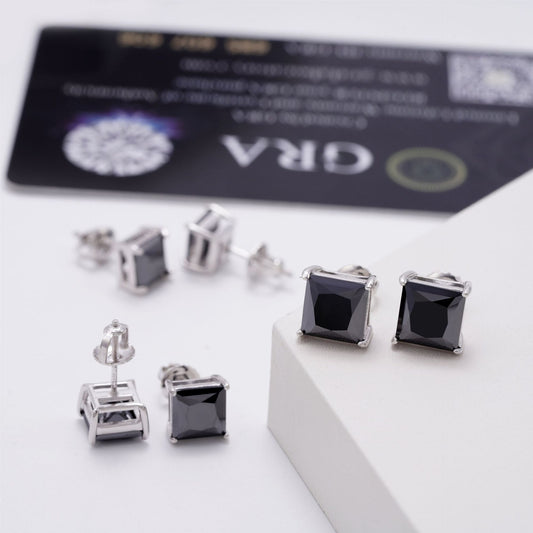 Trendy Unisex S925 Silver Earrings with VVS Black Moissanite