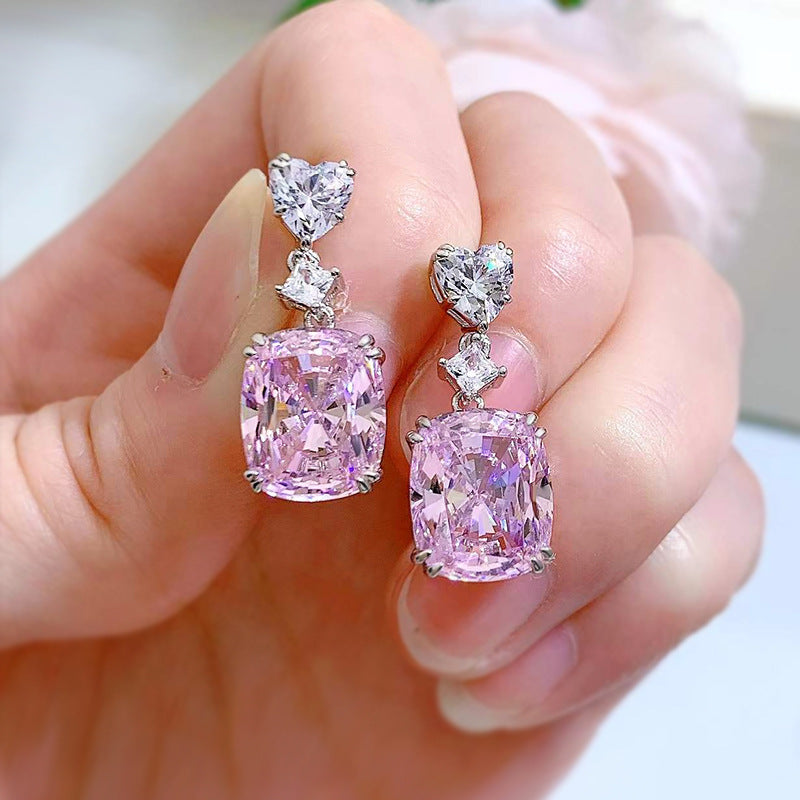 Sparkle & Versatile 11CT High Carbon Diamond Square Earrings