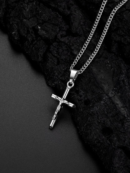 Artistic Cross Pendant Necklace in Titanium Steel - Vintage Style