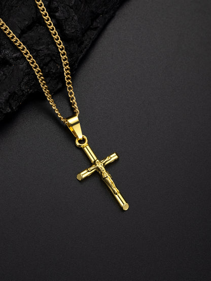 Artistic Cross Pendant Necklace in Titanium Steel - Vintage Style