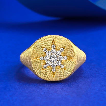 Minimalist S925 Silver Gold-Plated Ring | Star of David Design Ins Fashion