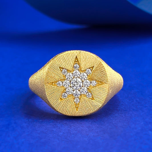 Minimalist S925 Silver Gold-Plated Ring | Star of David Design Ins Fashion