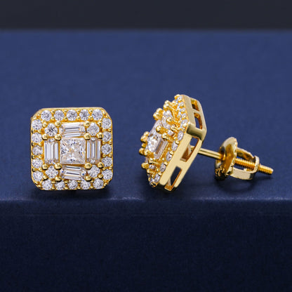 S925 Silver Square Stud Earrings with VVS Moissanite - Bestseller