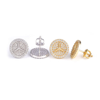 Sleek Mercedes Earrings 925 Silver 12mm VVS Moissanite