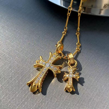 Double Cross Geometric Choker Necklace | Punk Style Alloy Chain