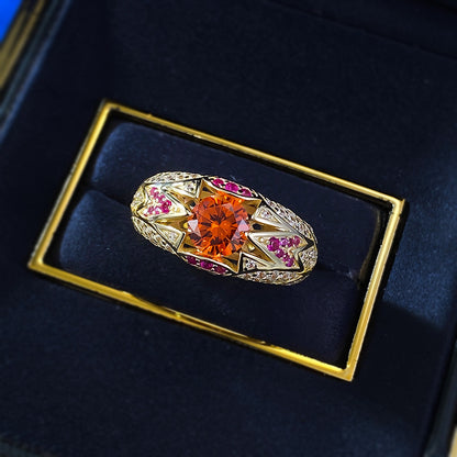 S925 Silver Fanta Orange Ring | 1CT Luxe Round Cut
