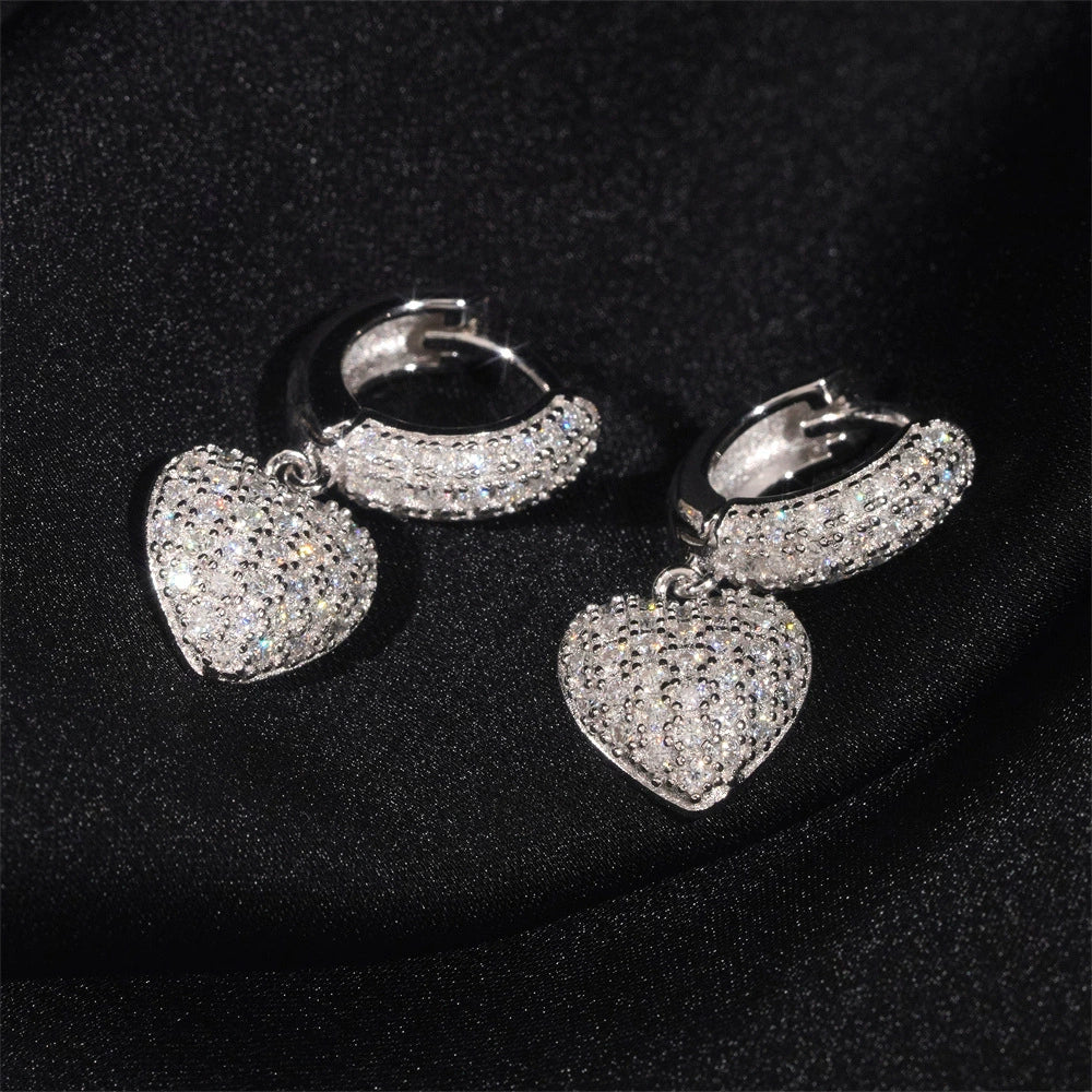 Luxury Minimalist 10mm Heart Earrings - S925 Silver with VVS Moissanite