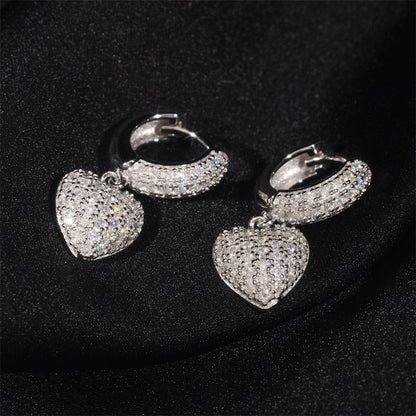 Luxury Minimalist 10mm Heart Earrings - S925 Silver with VVS Moissanite
