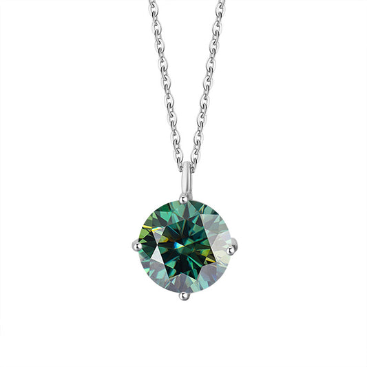 S925 Sterling Silver Classic Four-Prong Moissanite Necklace - Trendy Dainty Collarbone Pendant