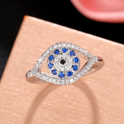 Ricady Jewel Evil Eye Ring - Unique Design Zircon Statement Band