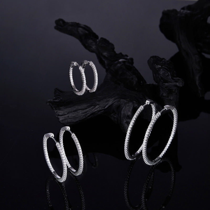 S925 Silver Full-Circle Earrings - Minimalist Luxury Moissanite Inlaid