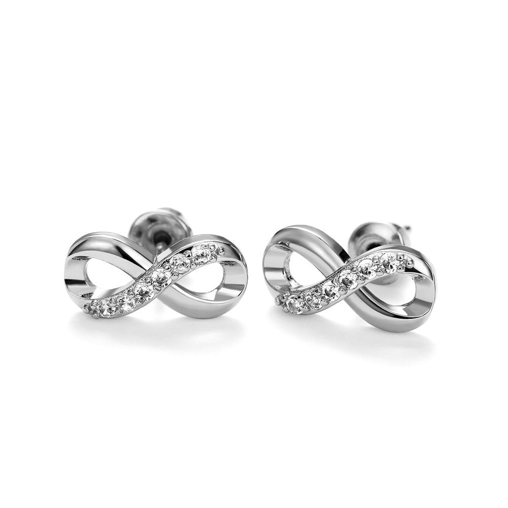 Ricady Jewel Minimalist Infinity Stud Earrings for Women, Elegant Everyday Symbol Jewelry