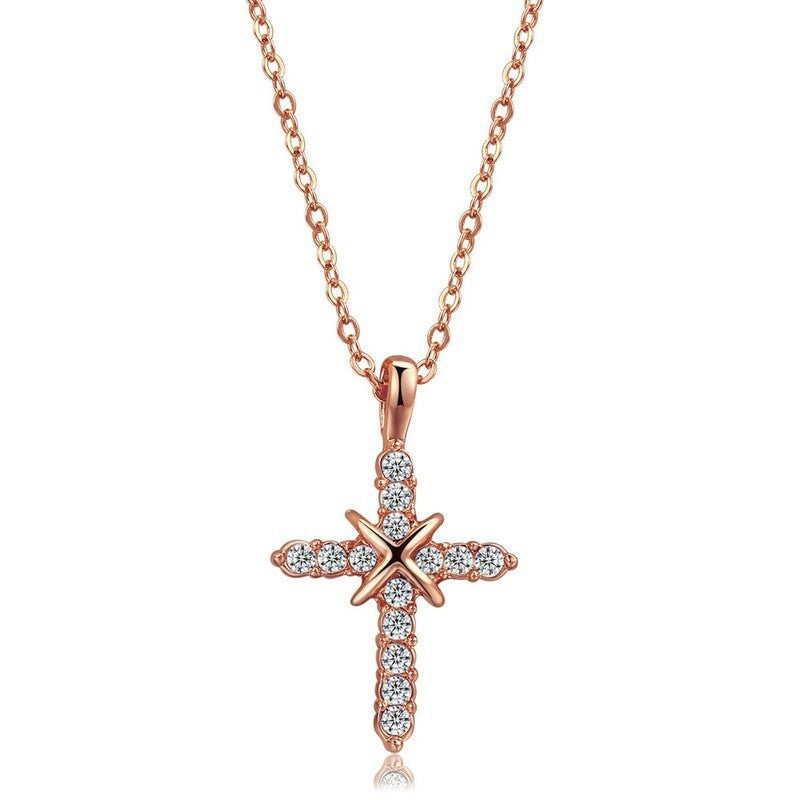 Copper Cross Pendant Necklace - Fashion Office Lady Style