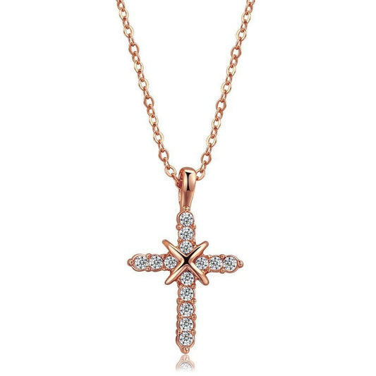 Copper Cross Pendant Necklace - Fashion Office Lady Style