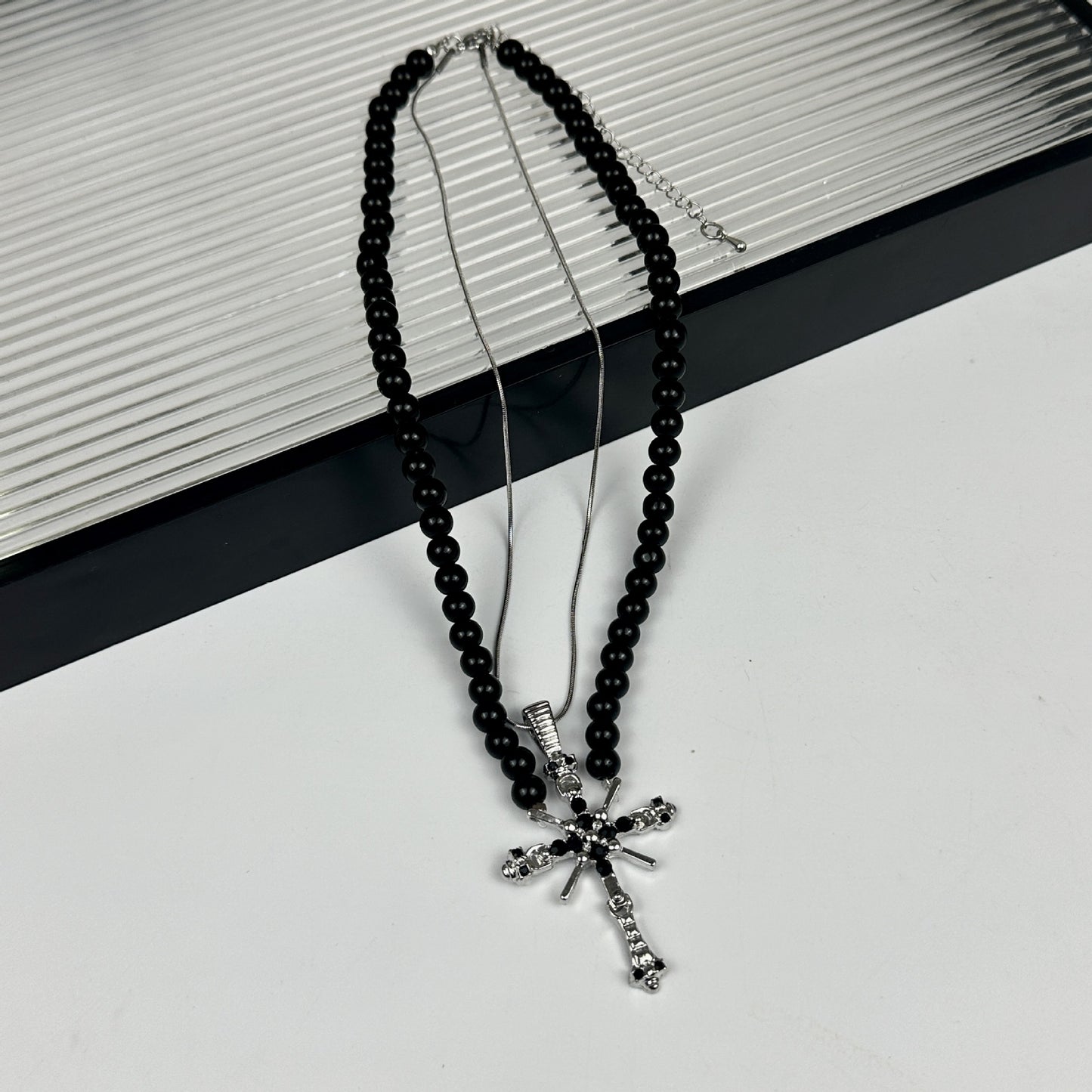 picy Girl Layered Cross Choker Necklace with Studs - Sweet & Cool