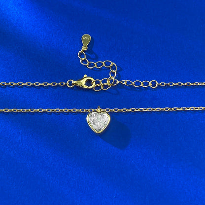 S925 Silver Heart Charm Necklace - Elegant Minimalist Style