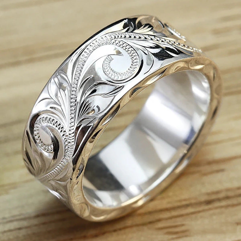 Ricady Jewel Vine Engraved Minimalist Ring for Women