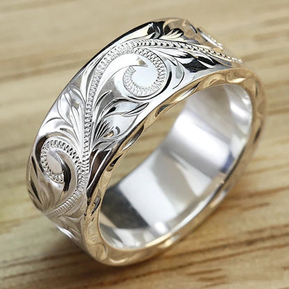 Ricady Jewel Vine Engraved Minimalist Ring for Women