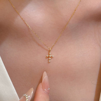 Women's S925 Silver Diamond Cross Necklace - Stylish Neck Accessory
