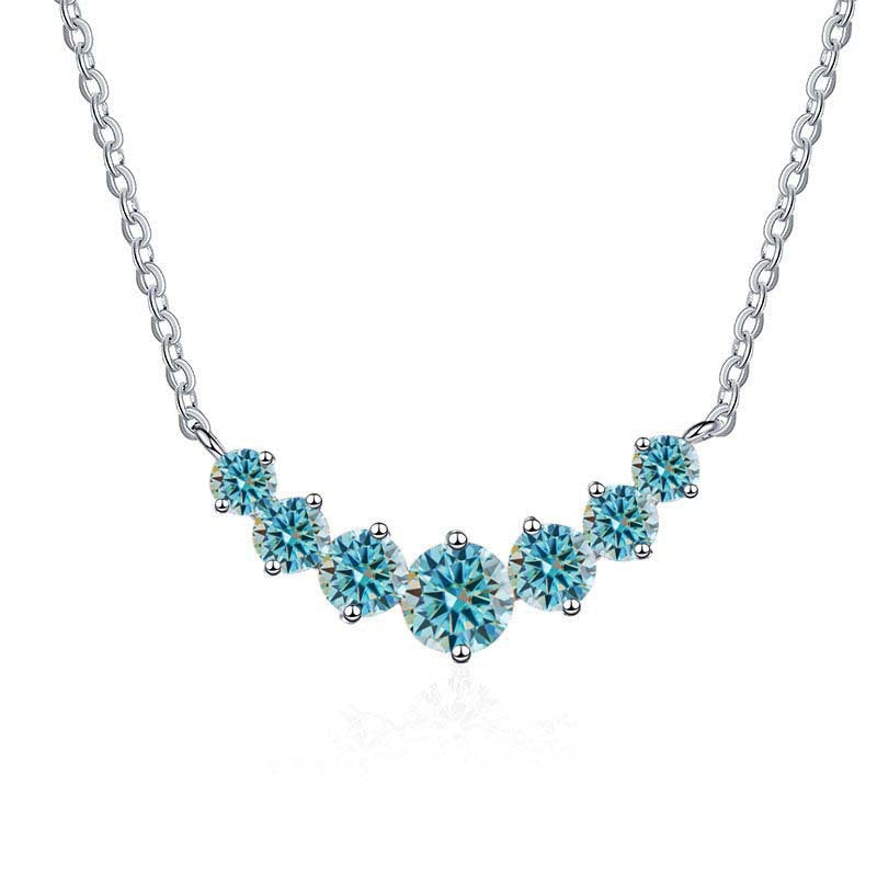S925 Sterling Silver Gold-Tone Necklace for Women, Minimalist Smile Style with 2.8ct Colored Moissanite