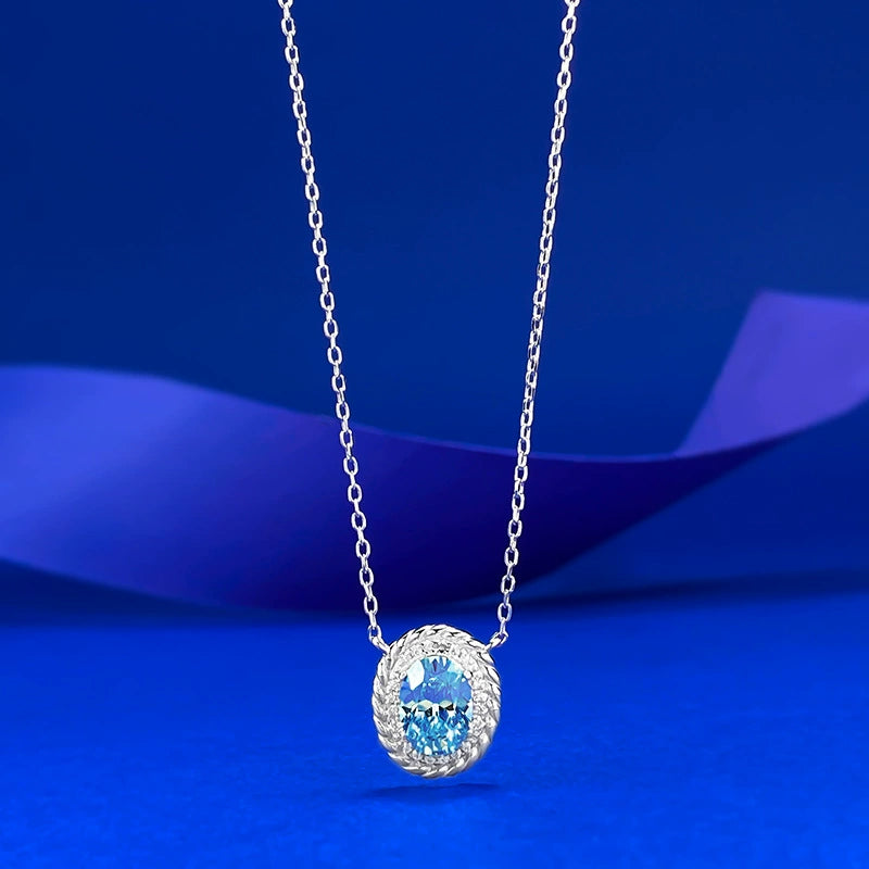 Ricady Jewel S925 Silver Necklace - 1.5ct Sky Blue Pendant, Adjustable Chain