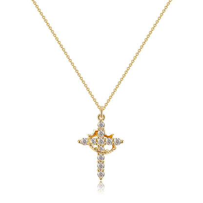 Crown Cross Pendant Necklace in Copper - European Fashion Style