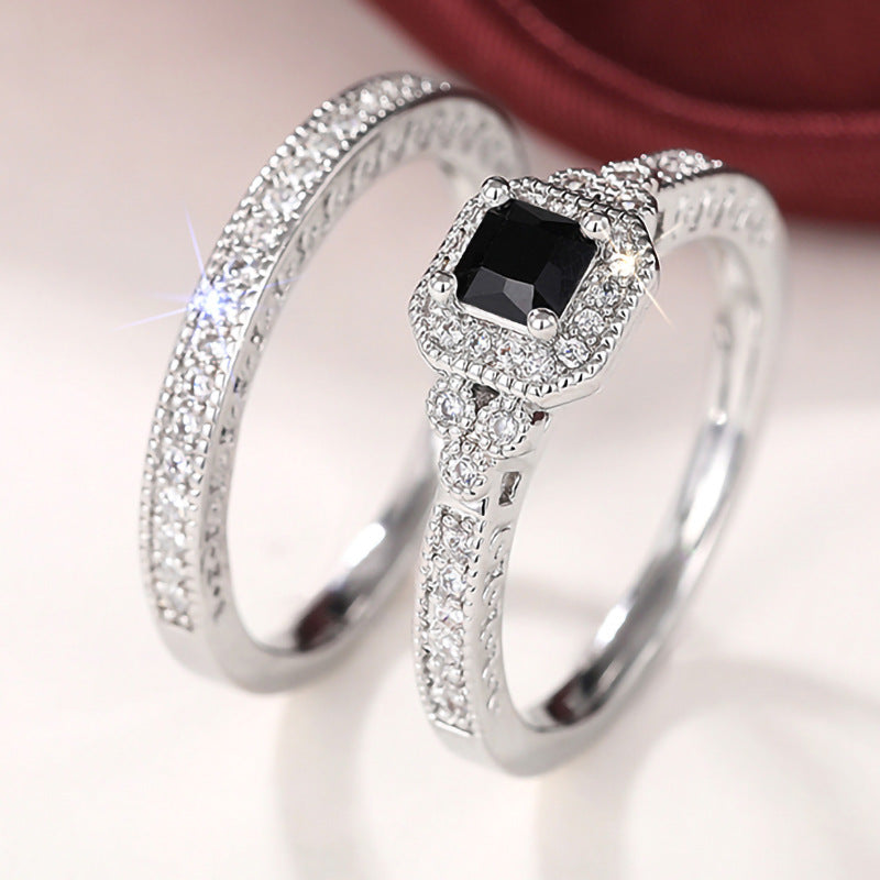 Ricady Jewel Bridal Wedding Band Set - Sparkling Zircon Duo Rings