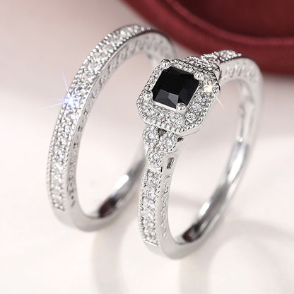 Ricady Jewel Bridal Wedding Band Set - Sparkling Zircon Duo Rings