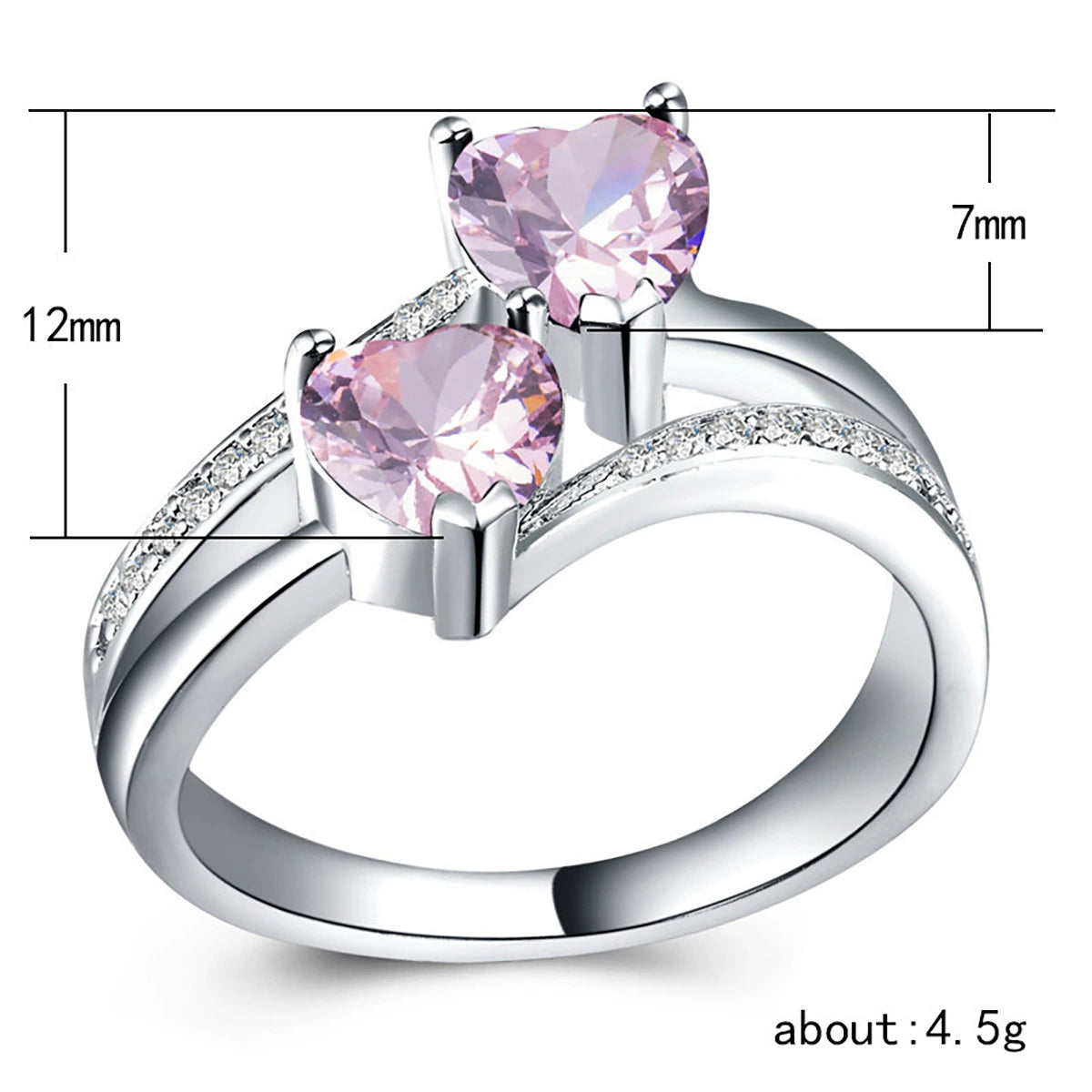 Double Heart Zircon Ring - Elegant Jewelry