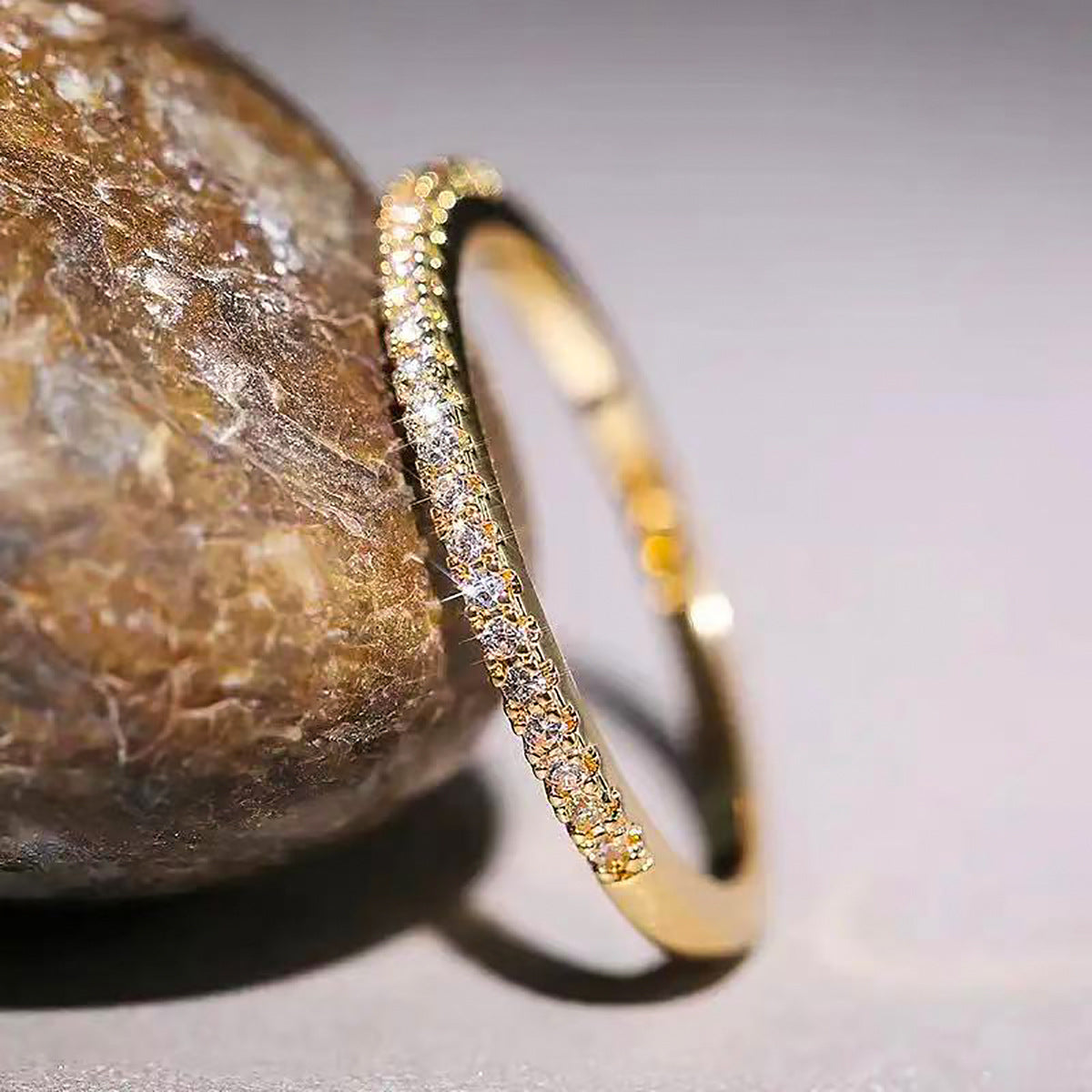 Minimalist Women's Cubic Zirconia Ring – Stackable Midi Ring with Micro-Pave Detail, Perfect Gift