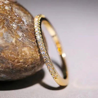 Minimalist Women's Cubic Zirconia Ring – Stackable Midi Ring with Micro-Pave Detail, Perfect Gift