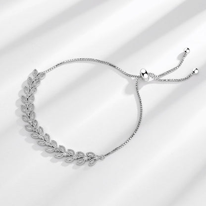 Wheat Leaf Stretch Bracelet in Sterling Silver for Women — Everyday Harvest