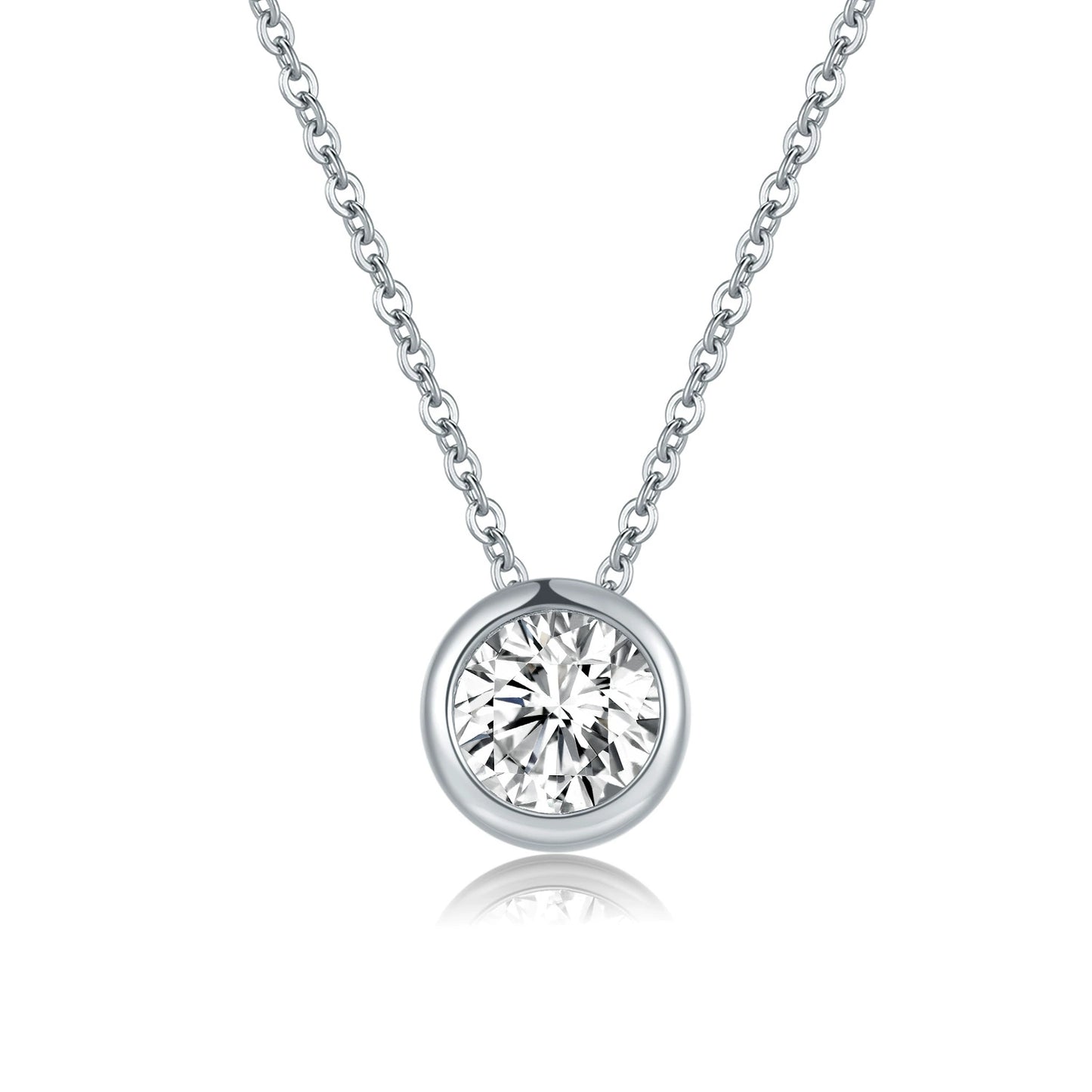 S925 Sterling Silver Classic Solitaire Moissanite Necklace - Women's Stylish Elegant Jewelry