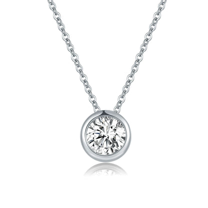 S925 Sterling Silver Classic Solitaire Moissanite Necklace - Women's Stylish Elegant Jewelry
