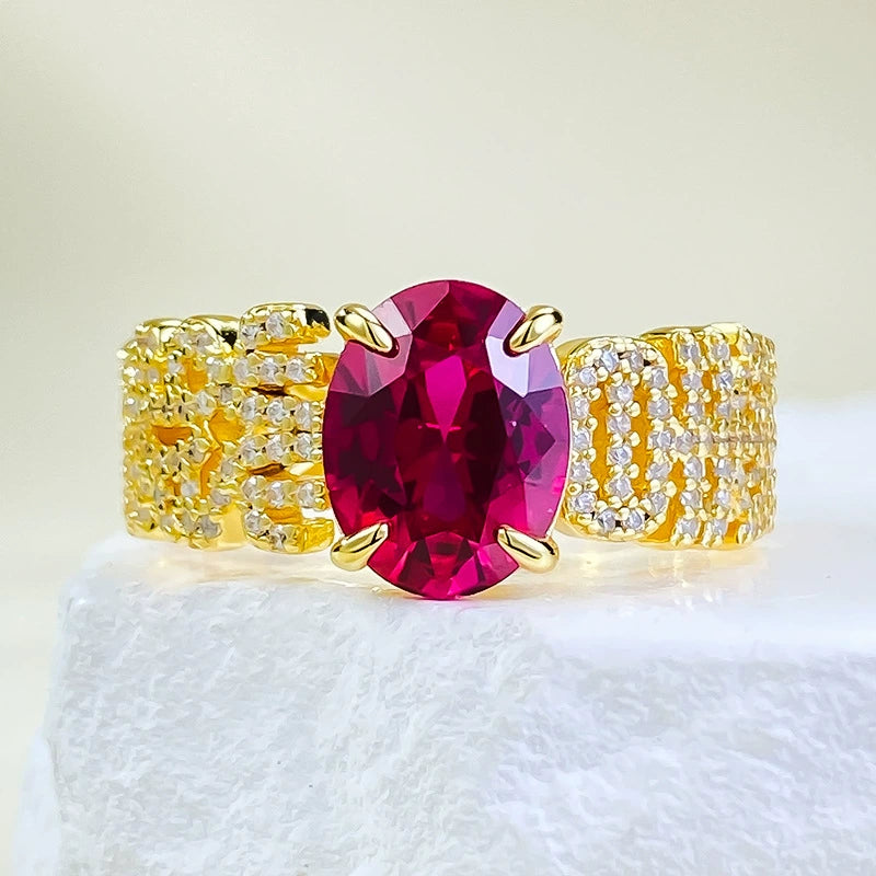 925 Silver CZ Ring | Lucky Red Crystal for Prosperity