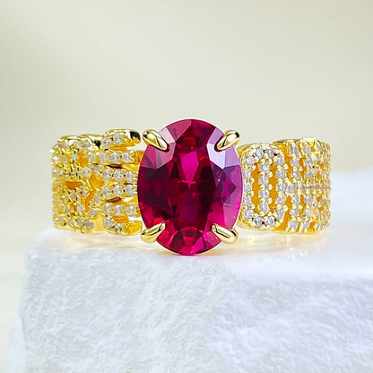 925 Silver CZ Ring | Lucky Red Crystal for Prosperity