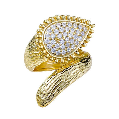 Bohemian Style Ring | Simulated Diamond Snake Wedding Band EU/US Ins Vibe