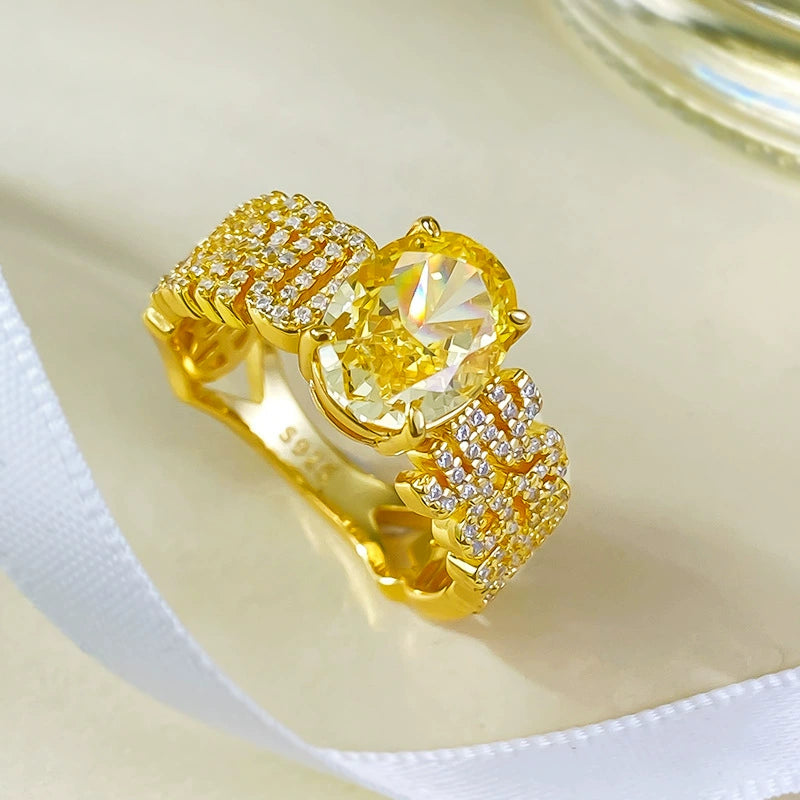 925 Silver Cubic Zirconia Ring | Lucky Yellow Crystal