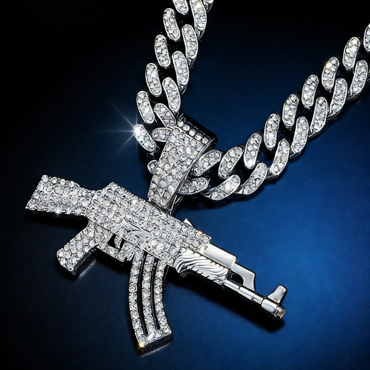 Hip Hop Gun Pendant Cuban Chain Necklace | Geometric Alloy Statement Piece