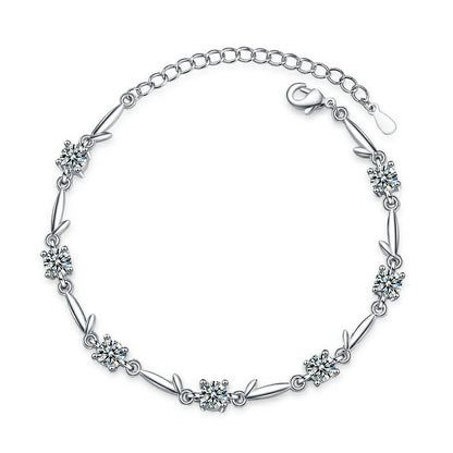 Fashion Platinum Crystal Flower Bracelet for Women