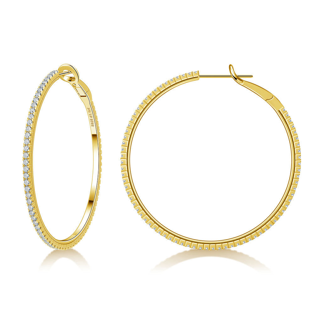 S925 Sterling Silver Large Hoop Earrings - Premium Full Diamond Moissanite Versatile Hoops