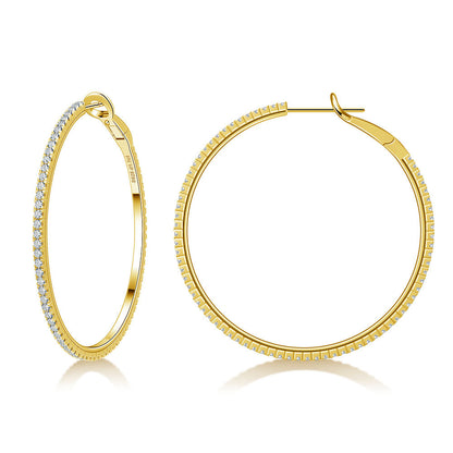 S925 Sterling Silver Large Hoop Earrings - Premium Full Diamond Moissanite Versatile Hoops