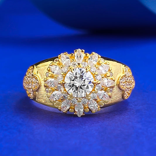 S925 Silver Gold-Plated Ring | Italian Craft Brushed Finish Sparkle