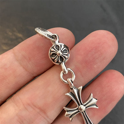 Cross Pendant Pearl Beaded Necklace in 925 Sterling Silver
