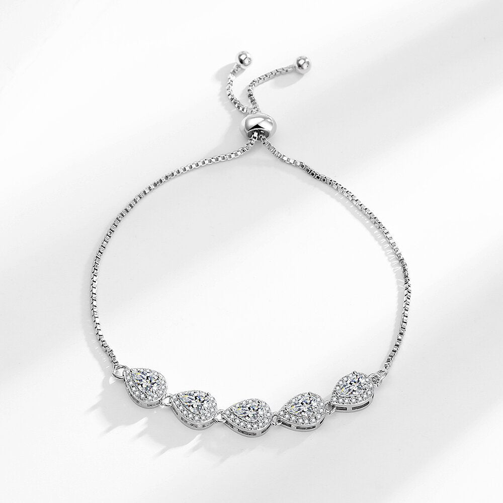 Luxury Zircon Bracelet for Women: Sparkling Adjustable Pull Chain, Elegant & Versatile Jewelry