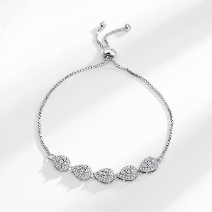 Luxury Zircon Bracelet for Women: Sparkling Adjustable Pull Chain, Elegant & Versatile Jewelry