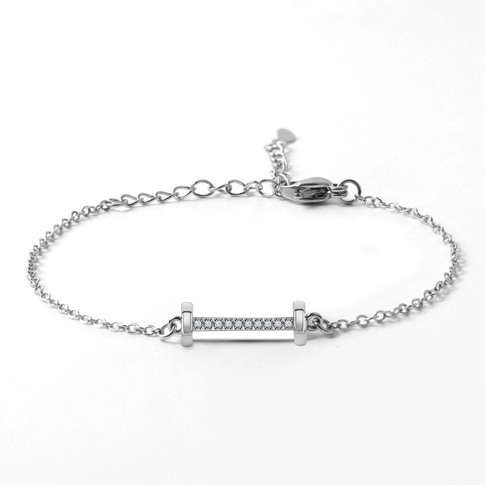 Pavé Bar Chain Bracelet in Sterling Silver for Women — Everyday Strength