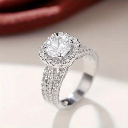 Luxury Full Diamond Engagement Ring for Women - Micro-Inlaid Zircon Statement Ring