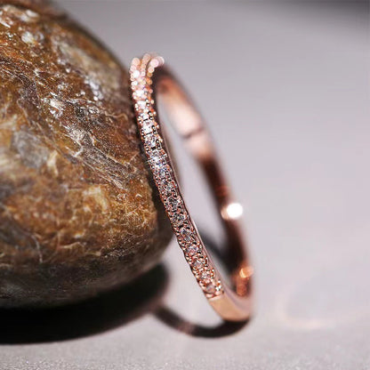 Minimalist Women's Cubic Zirconia Ring – Stackable Midi Ring with Micro-Pave Detail, Perfect Gift