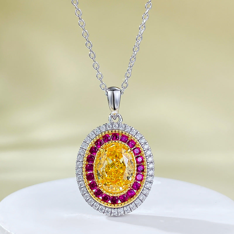 Sterling Silver 925 Dainty Yellow Zircon Collar Necklace for Women